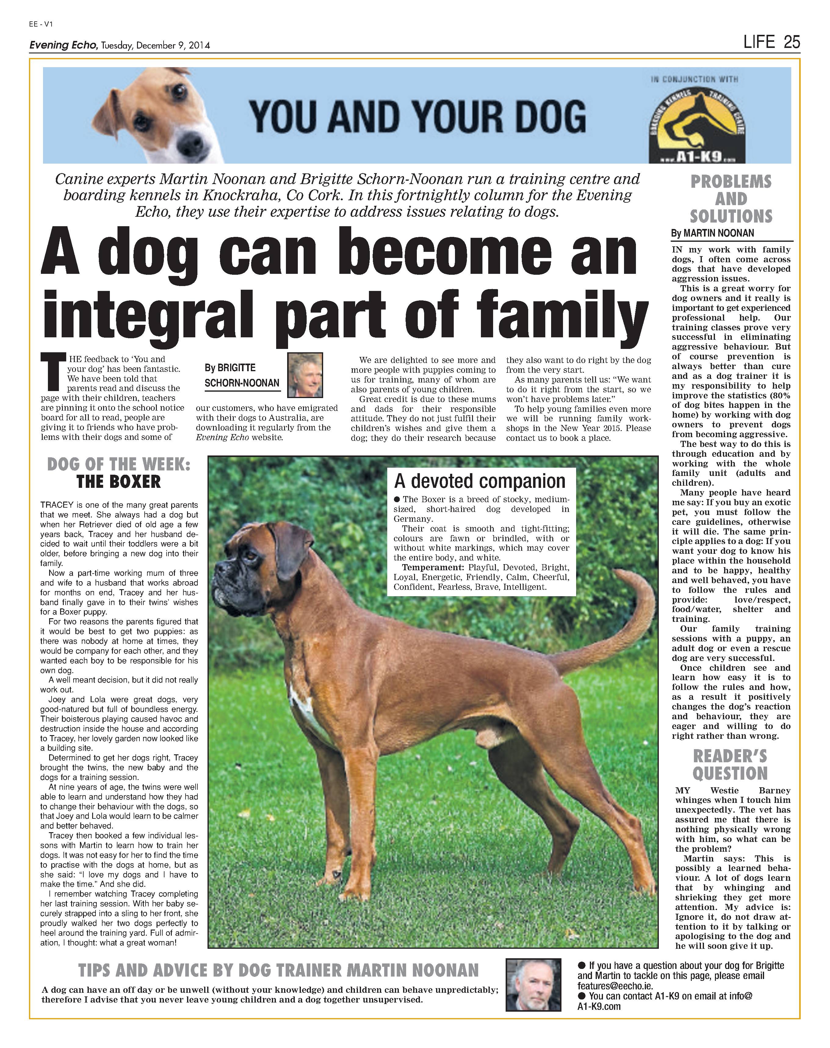 A1K9 Boarding Kennels and Training Centre Articles
